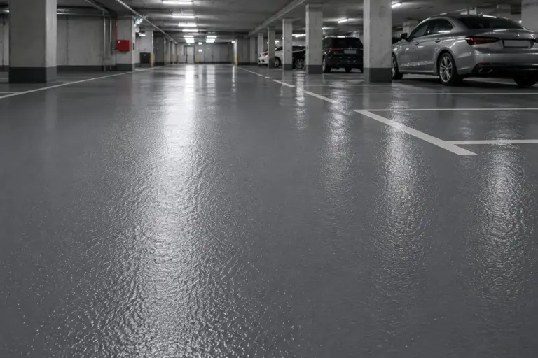 skridsikker grå membran parkeringsanlæg