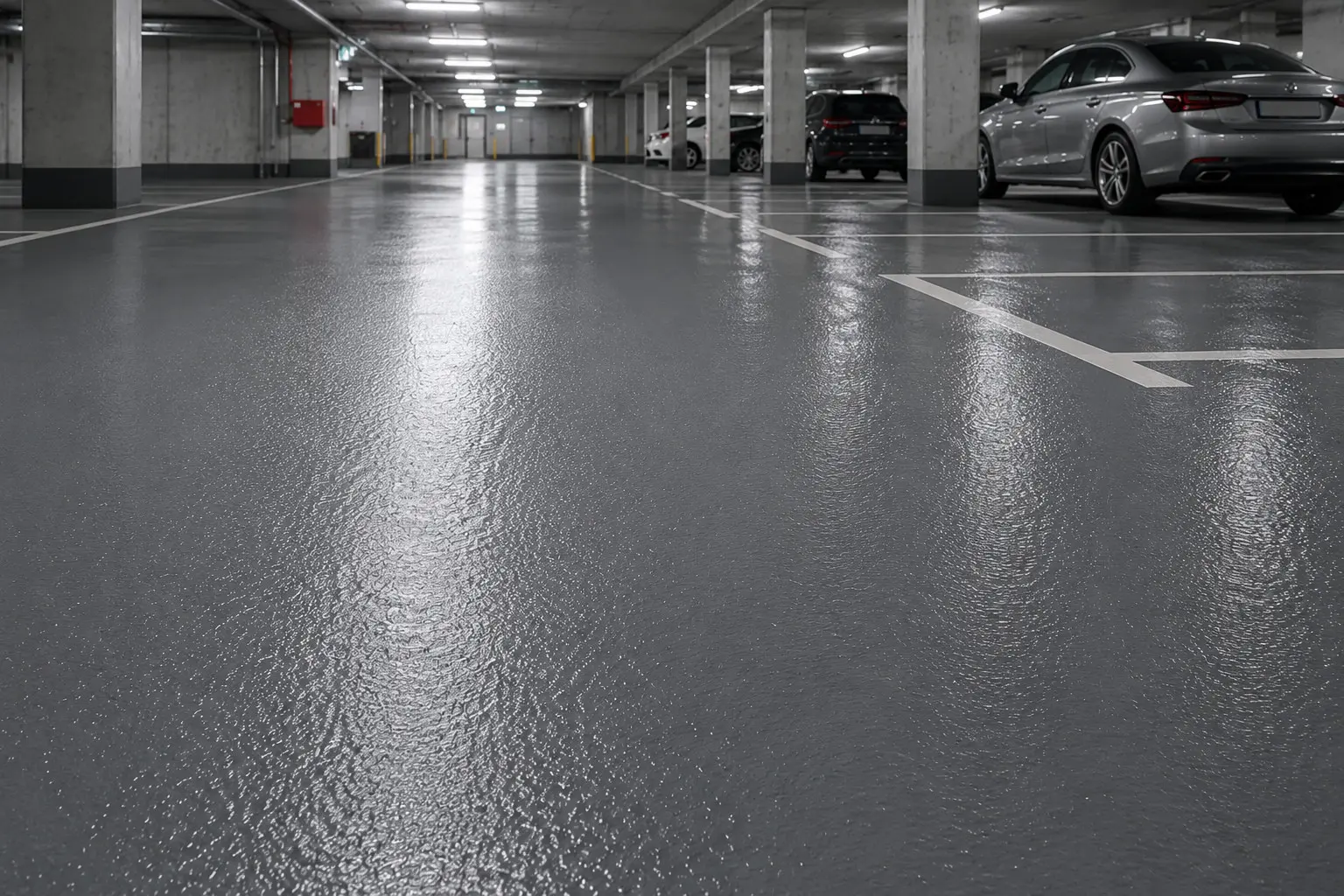 skridsikker grå membran parkeringsanlæg